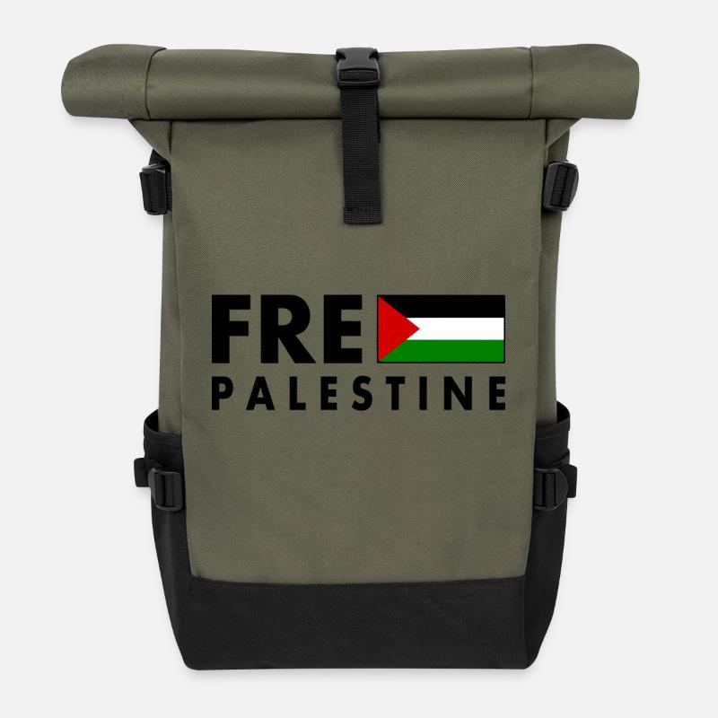 Free palestine - Sac à dos roll top - olive/noir