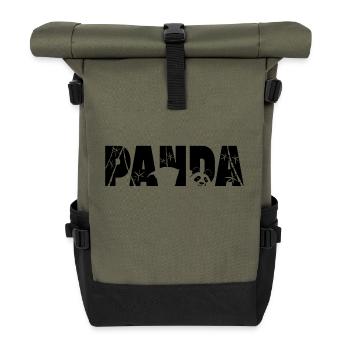 Panda Typo - Sac à dos roll top - olive/noir - Devant