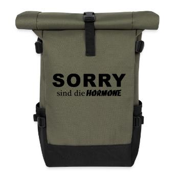 Sorry sind die Hormone - Rolltop Rucksack - Olive/Schwarz - Vorne