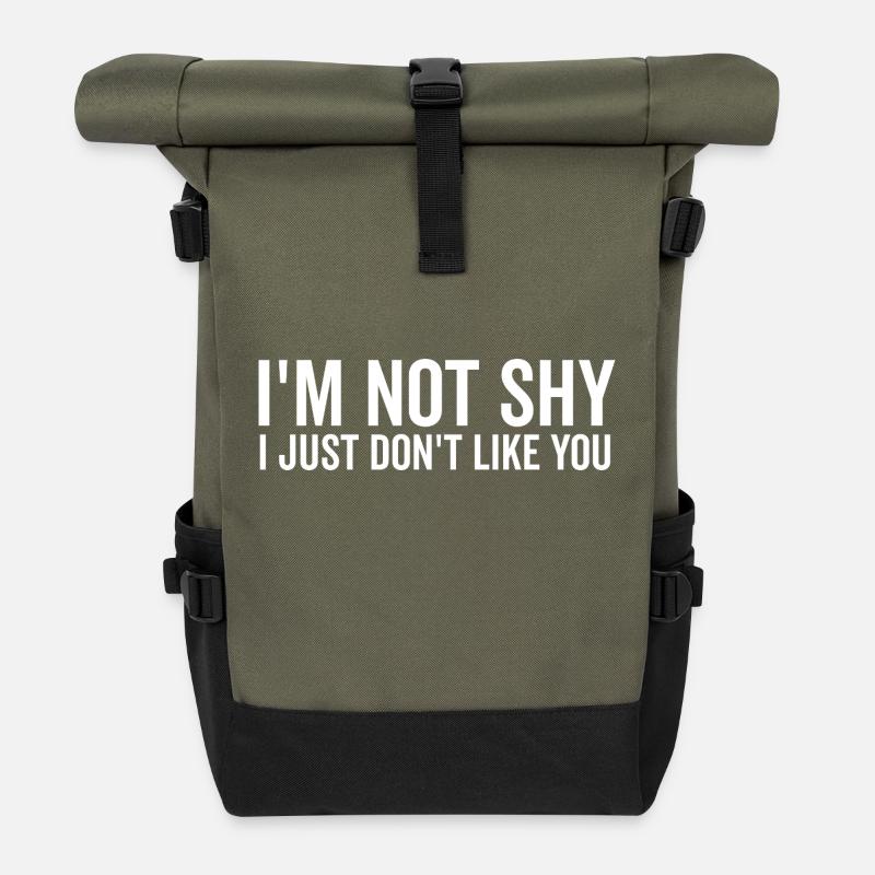 Ich bin nicht schüchtern, ich mag dich nur nicht - Rolltop Rucksack - Olive/Schwarz