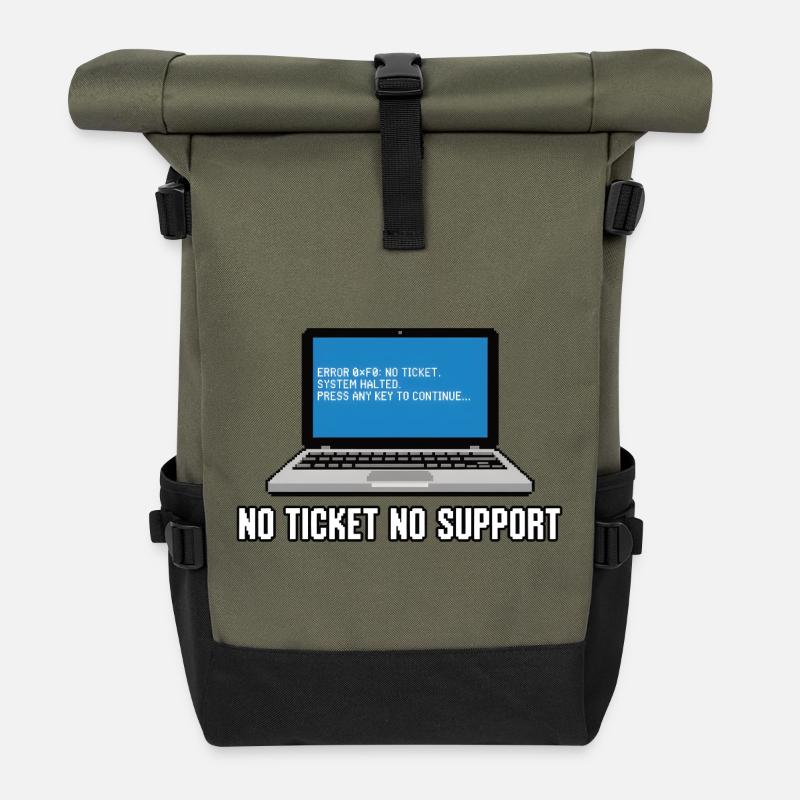 No Ticket No Support Admin IT-Support Spruch - Roll Top Backpack - olive/black