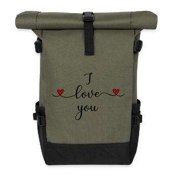 Ich liebe Dich - Rolltop Rucksack - Olive/Schwarz - Vorne