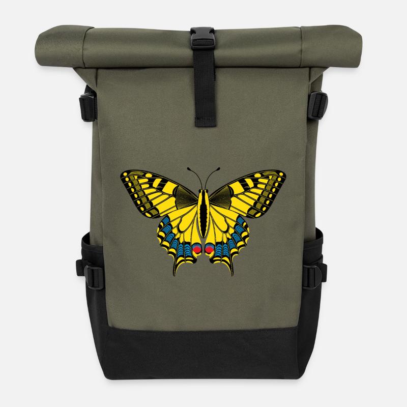 Schmetterling – Butterfly - Rolltop Rucksack - Olive/Schwarz
