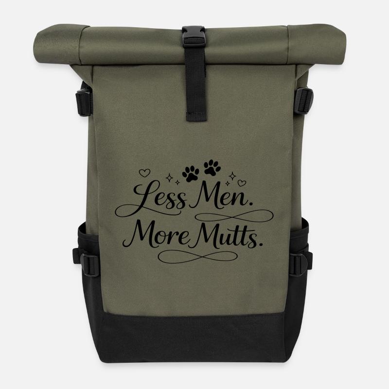 Less men. More mutts. - Roll Top Backpack - olive/black