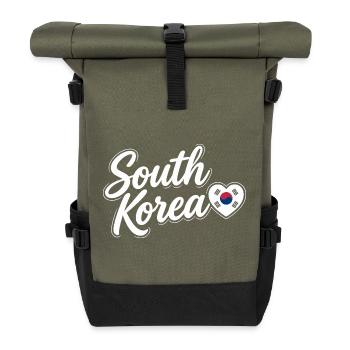 Scénario sud-coréen avec amour de cœur de drapeau - Sac à dos roll top - olive/noir - Devant