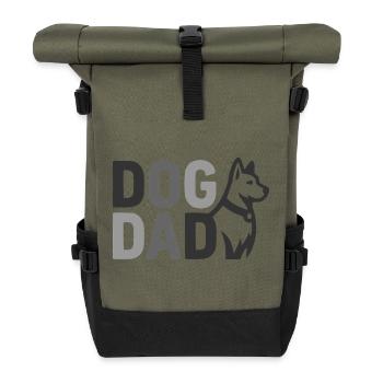 Dog Dad Silhouette – Dog Dad Graphic - Roll Top Backpack - olive/black - Front