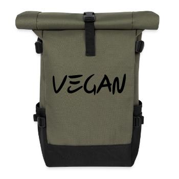 VEGAN - Animal rights - Bio - Rolltop Rucksack - Olive/Schwarz - Vorne