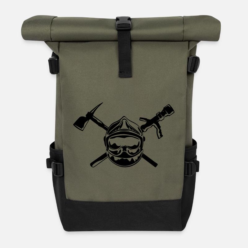 casque_pompier_hache et lance - Sac à dos roll top - olive/noir