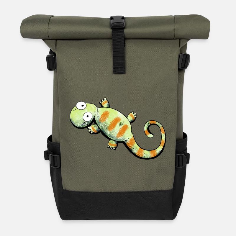 Happy Gecko I Echse - Rolltop Rucksack - Olive/Schwarz
