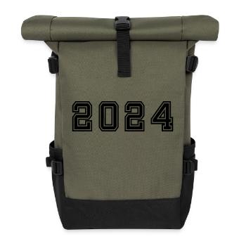 2024 Silvester Neujahr schwarz - Rolltop Rucksack - Olive/Schwarz - Vorne