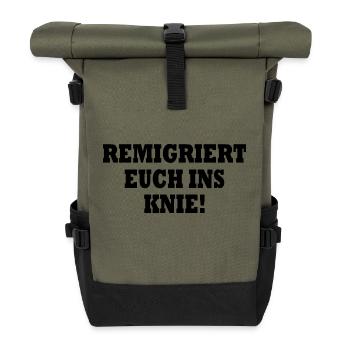 remigriert euch ins knie - Rolltop Rucksack - Olive/Schwarz - Vorne