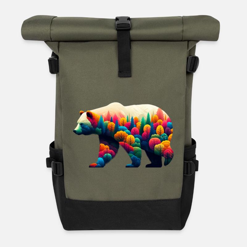 Ours - Sac à dos roll top - olive/noir