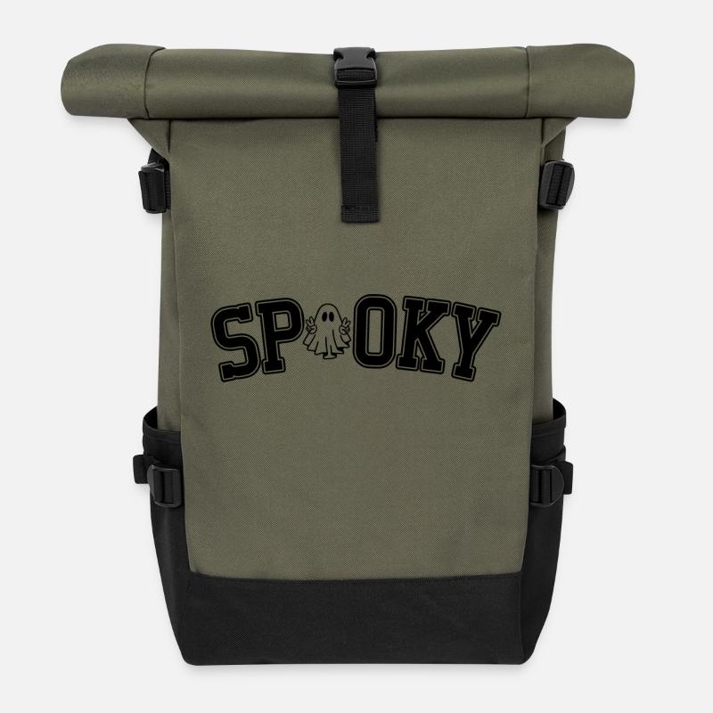 DZ0009 Halloween Gruselig - Rolltop Rucksack - Olive/Schwarz