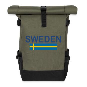Schweden flagge - Rolltop Rucksack - Olive/Schwarz - Vorne