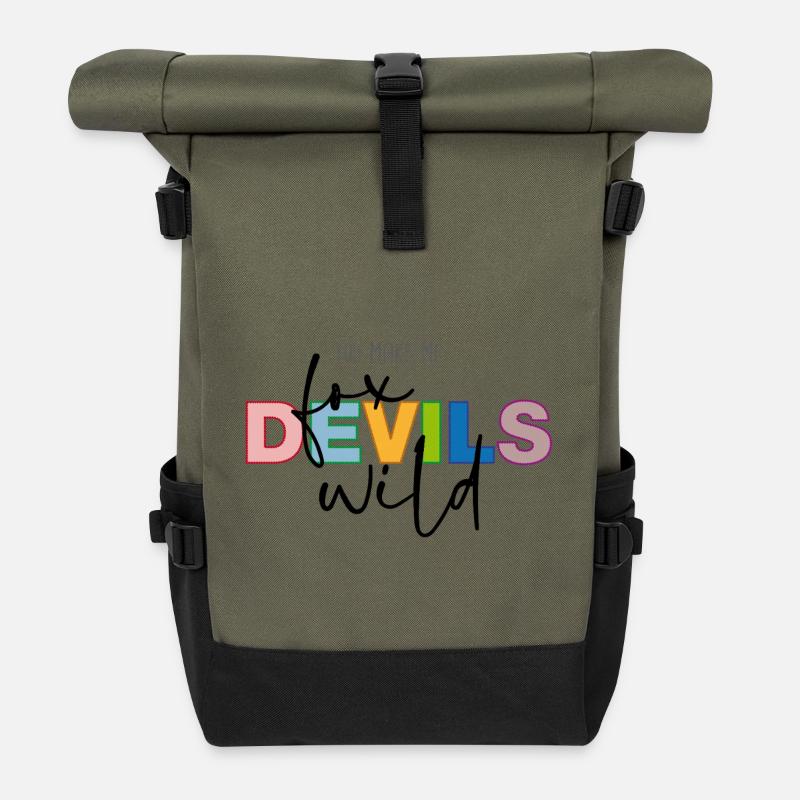 You make me fox devils wild - Rolltop Rucksack - Olive/Schwarz