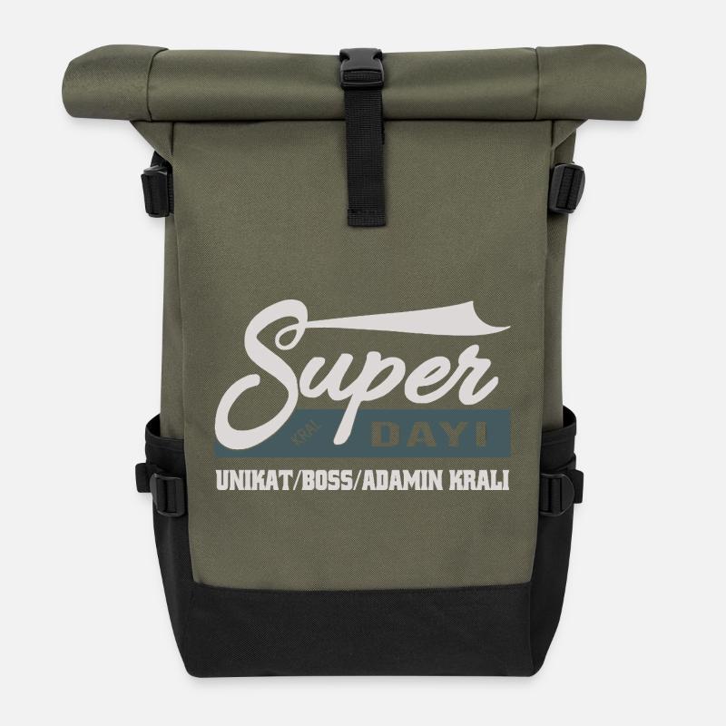 Mein Super Dayi, einzigartig und Chef Türk Onkel - Rolltop Rucksack - Olive/Schwarz