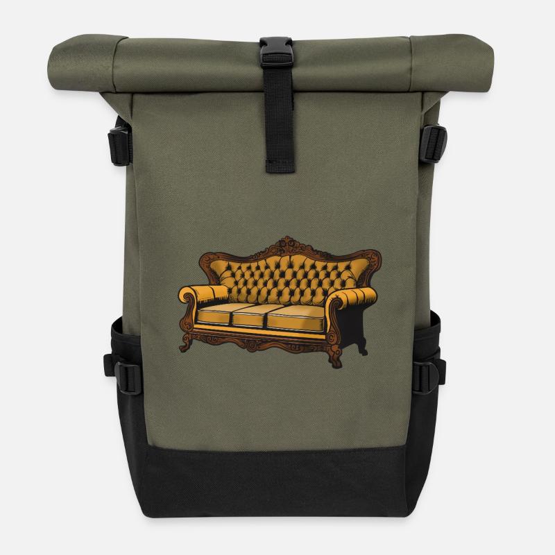 Viktorianische Samt-Sofagrafik - Rolltop Rucksack - Olive/Schwarz