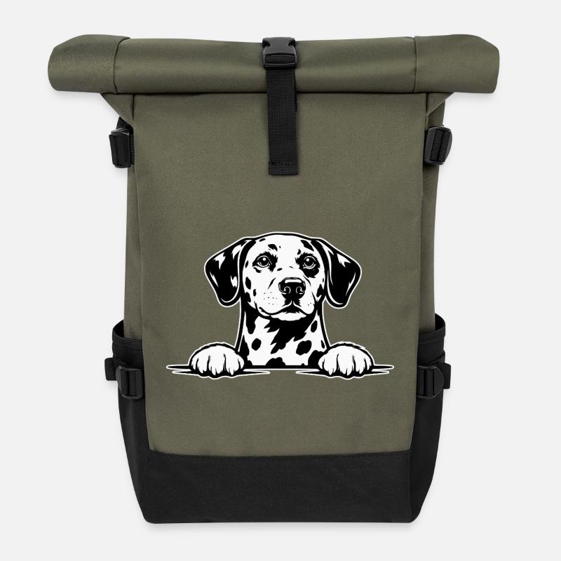 Dalmatiner mit Pfoten - Rolltop Rucksack - Olive/Schwarz