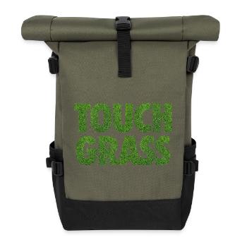 Slogan Internet du mème Touch Grass - Sac à dos roll top - olive/noir - Devant