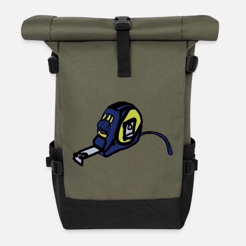 Atemschutz Illustration Gelb Blau - Rolltop Rucksack - Olive/Schwarz