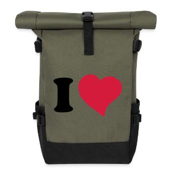 I love ... - Roll Top Backpack - olive/black - Front