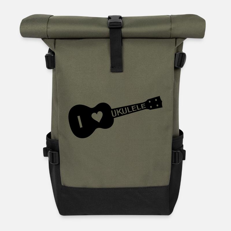 I love UKULELE - Rolltop Rucksack - Olive/Schwarz