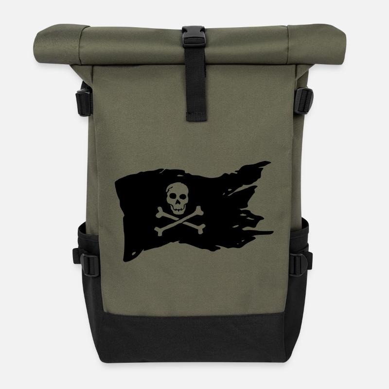 pirate - Roll Top Backpack - olive/black