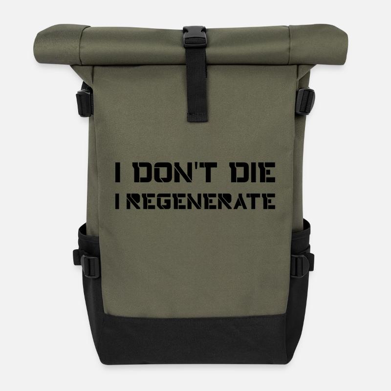 I don't die I regenerate (Doctor Who) - Sac à dos roll top - olive/noir