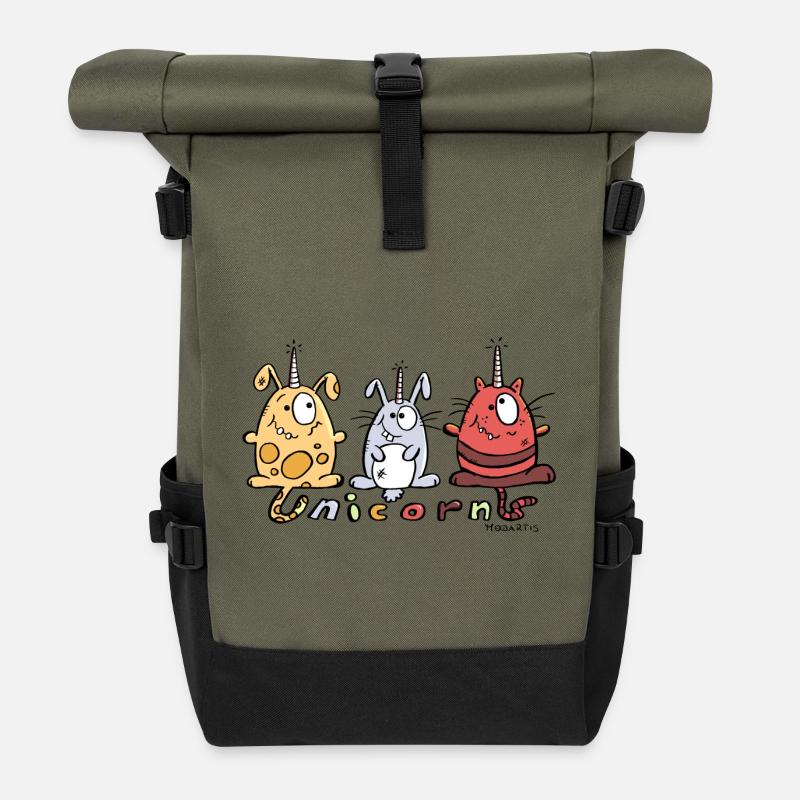 Einhorn Trio - Rolltop Rucksack - Olive/Schwarz