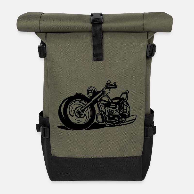 Kultige Chopper Silhouette - Rolltop Rucksack - Olive/Schwarz