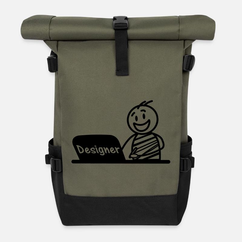 Concepteur d’ordinateur portable de travail - Sac à dos roll top - olive/noir