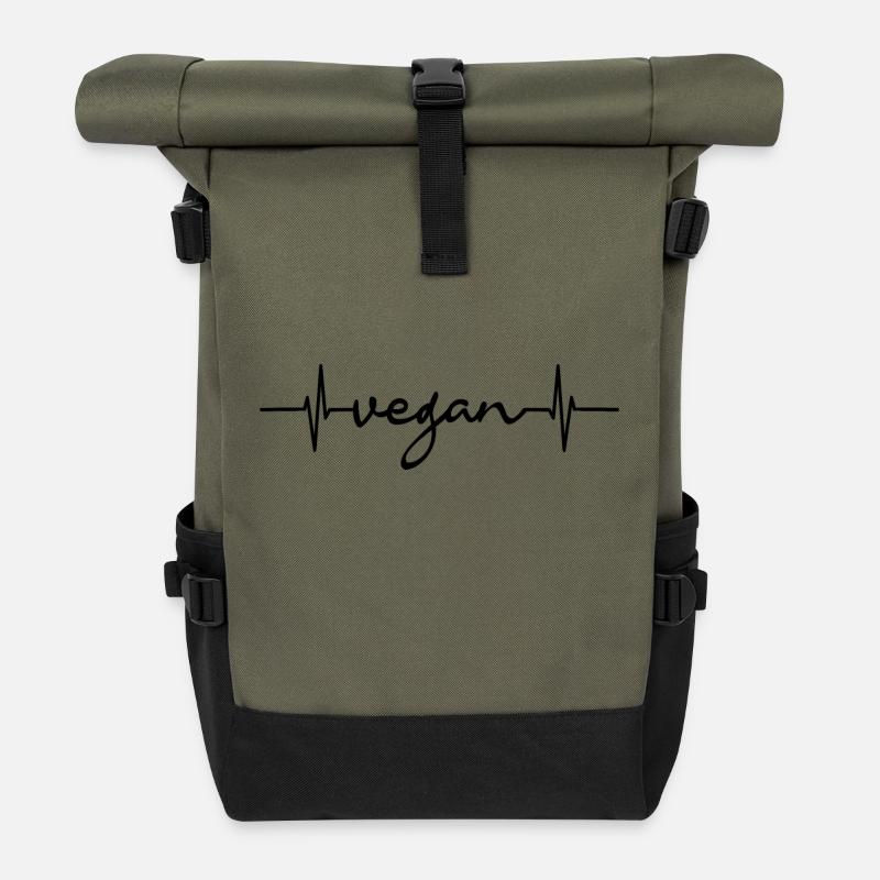 Vegan - Roll Top Backpack - olive/black