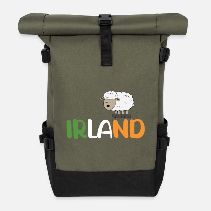 Moutons d’Irlande - Sac à dos roll top - olive/noir
