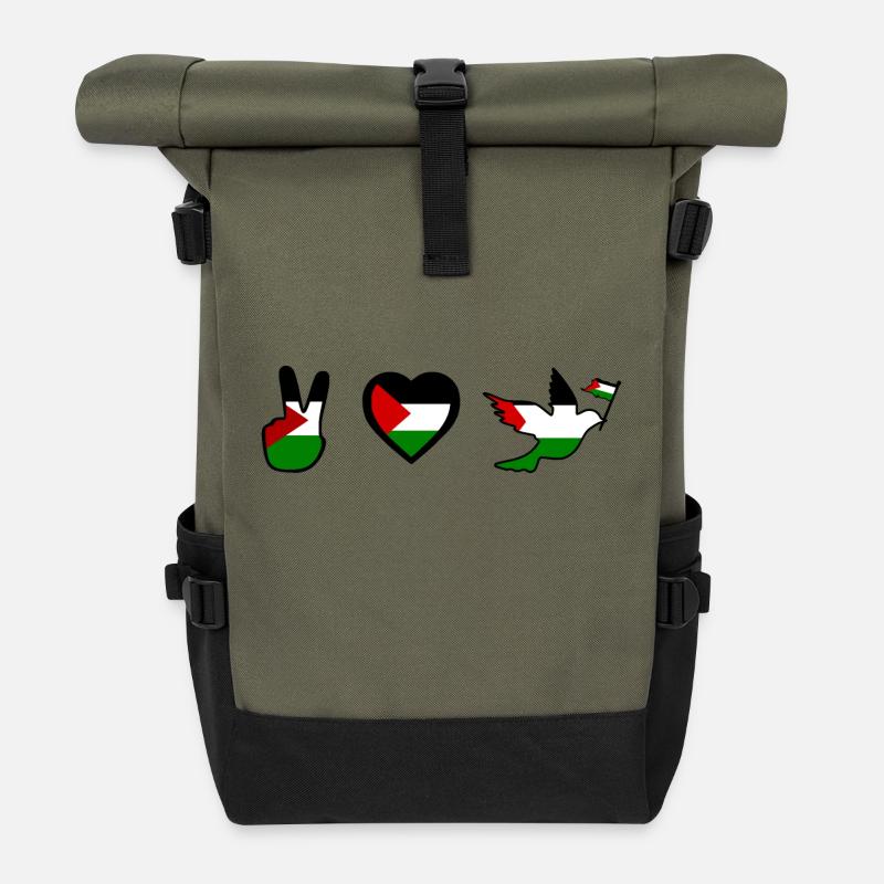 Free palestine - Rolltop Rucksack - Olive/Schwarz