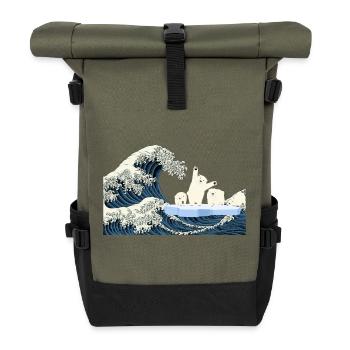 T Shirt écologie climat ours polaire réchauffement - Sac à dos roll top - olive/noir - Devant