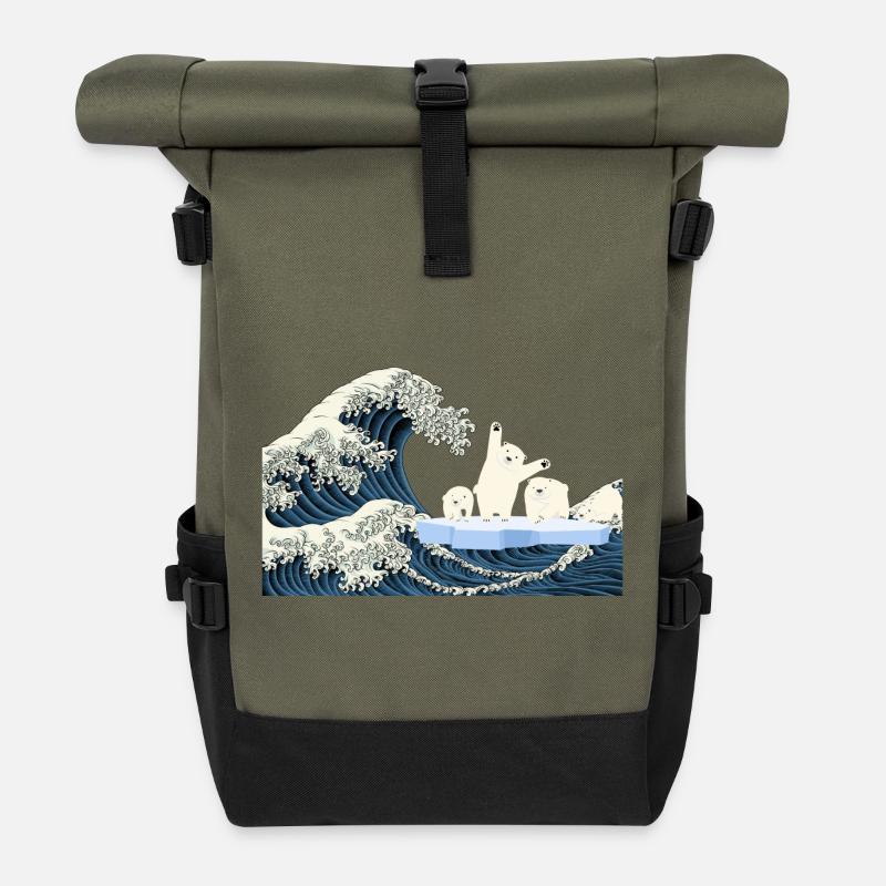 Help Polar Bears t Shirt - Roll Top Backpack - olive/black