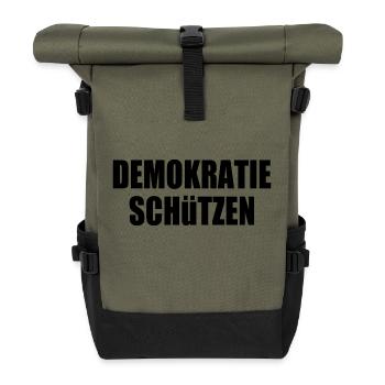 demokratie schützen - Rolltop Rucksack - Olive/Schwarz - Vorne