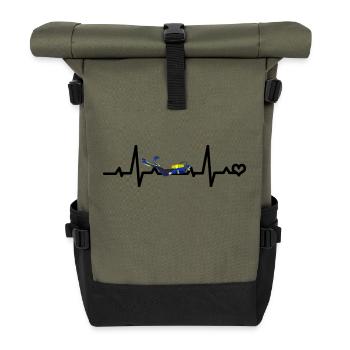 Plongeurs, plongée, plongée en apnée, ECG, pouls, rythme cardiaque - Sac à dos roll top - olive/noir - Devant