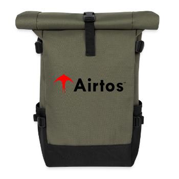 LOGO airtos rouge + texte noir - Sac à dos roll top - olive/noir - Devant