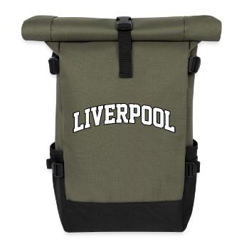Liverpool logo: British collegiate design - Roll Top Backpack - olive/black - Front
