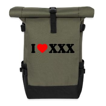 I love xxx - Rolltop Rucksack - Olive/Schwarz - Vorne
