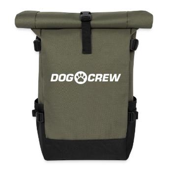 Hunde Crew Hundepfote - Rolltop Rucksack - Olive/Schwarz - Vorne