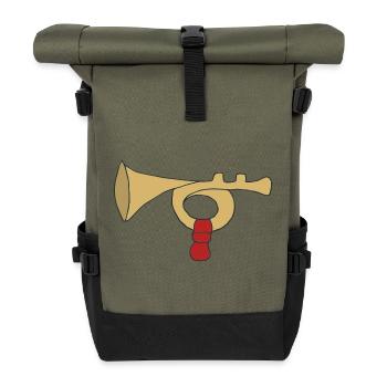Vintage Trombone with Red Handle - Roll Top Backpack - olive/black - Front
