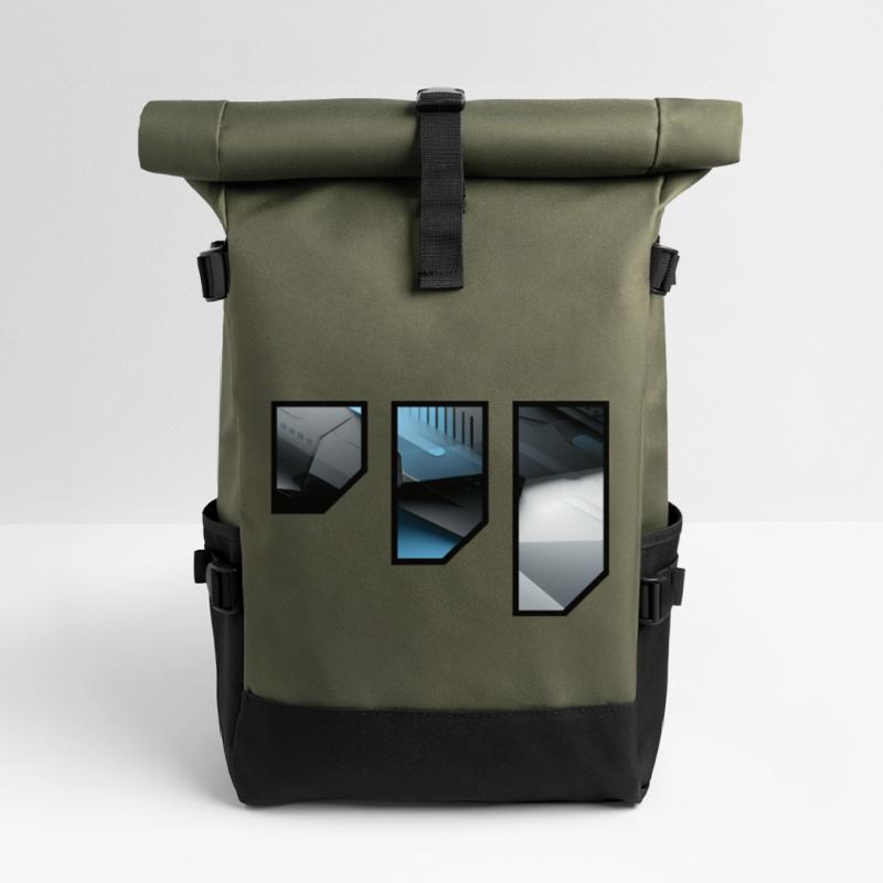 Futuristic Techno Abstract Pattern Roll Top Backpack