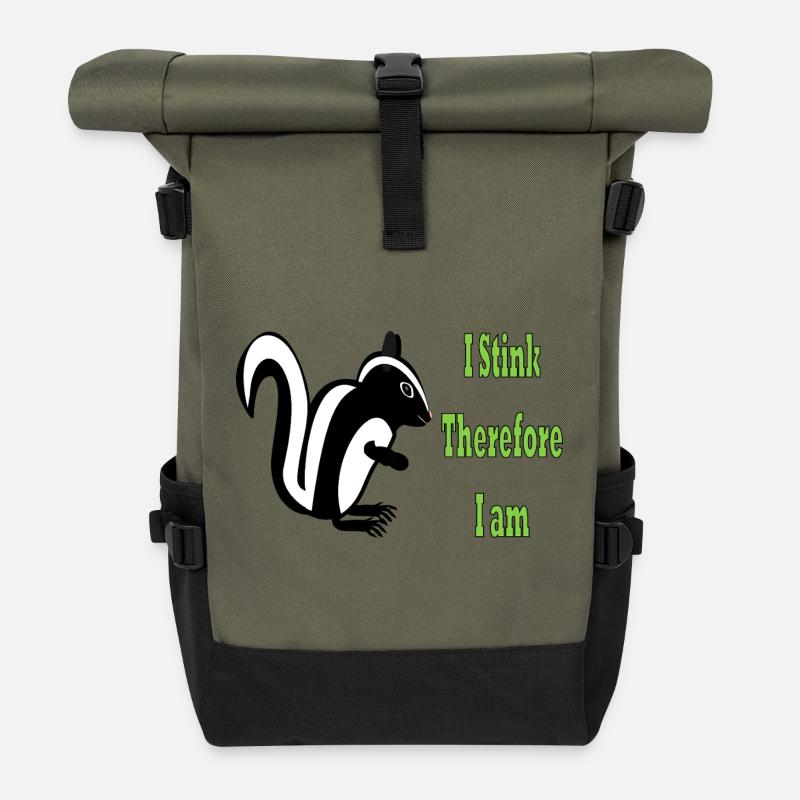 Humorvolle Skunk-Philosophie Zitat-Design - Rolltop Rucksack - Olive/Schwarz