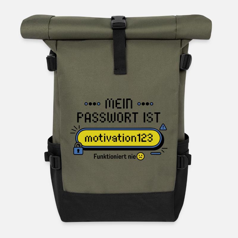 My password is motivation123 – never works - Roll Top Backpack - olive/black