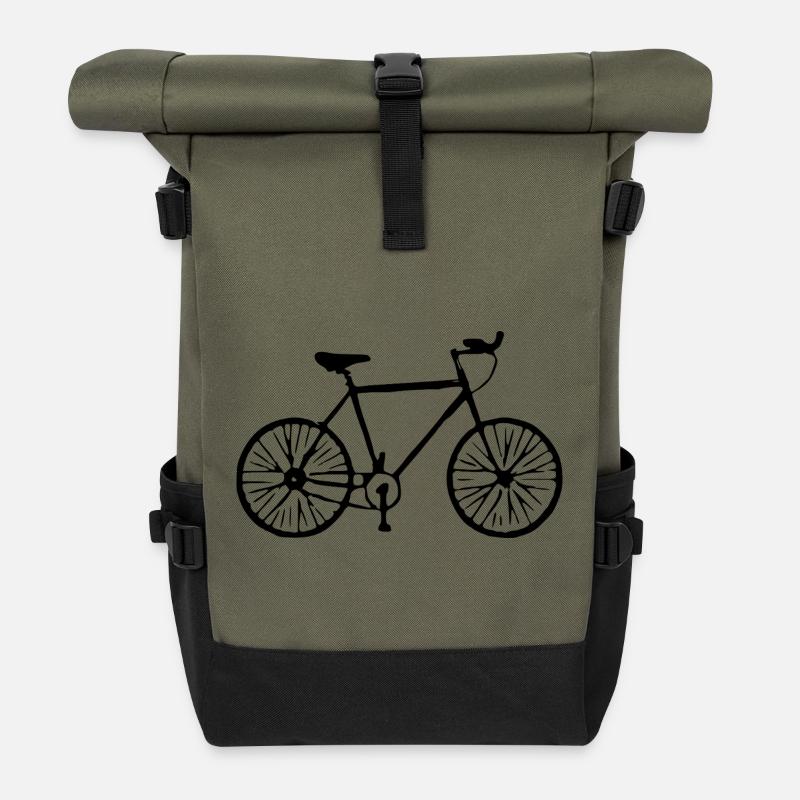 Fahrrad T-shirt Geschenk Radfahrer - Rolltop Rucksack - Olive/Schwarz