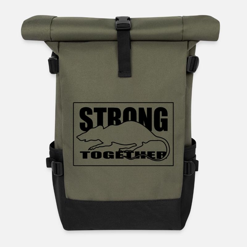 Accent rouge abstrait - Sac à dos roll top - olive/noir