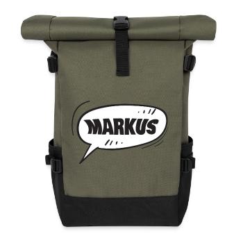Markus speech bubble cartoon name - Roll Top Backpack - olive/black - Front