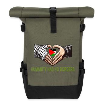 L’humanité n’a pas de frontières - Solidarité avec la Palestine - Sac à dos roll top - olive/noir - Devant